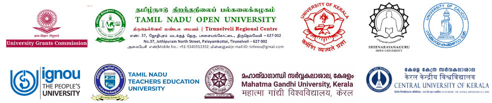 Partner universities: Tamil Nadu Open University, IGNOU, Tamil Nadu Teachers Education University, Mahatma Gandhi University Kerala, Central University of Kerala